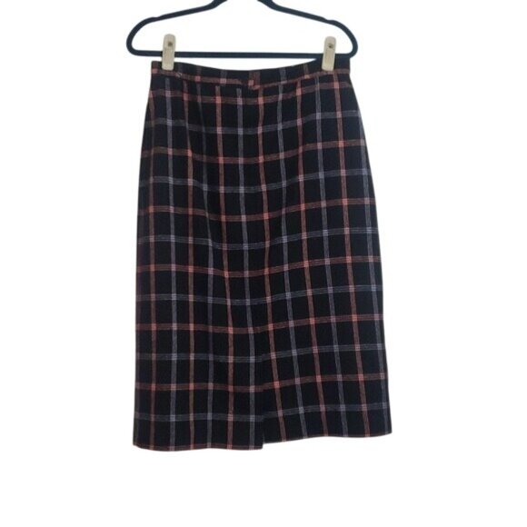 NWT Vintage 80s Plaid Pencil Skirt Size 14 Deadstock Work Dark Academia Alt - Picture 2 of 8
